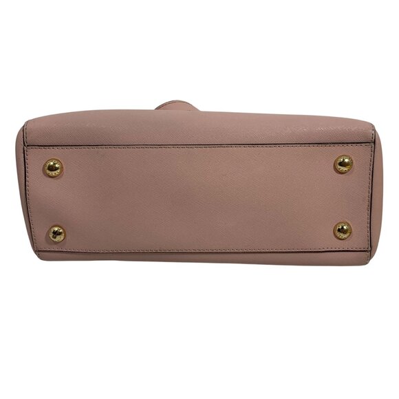 Michael Kors Cynthia Blossom Pink Gold Saffiano Leather Med Satchel Shoulder Bag - Picture 7 of 16